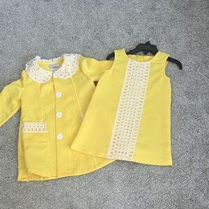 Iris & Ivy Sunny Yellow Kids Cape and Dress with Eyelet Accents